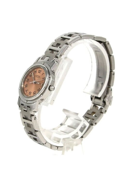 Hermes SS Quartz Watch Pink